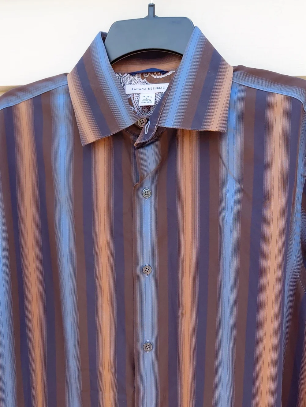 BANANA REPUBLIC  Men's Blue and Brown   Dress Shirt Size 16 - 161/2 Large